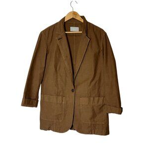 Everlane Organic Cotton Relaxed Oversized Blazer Jacket Brown Large L Womens